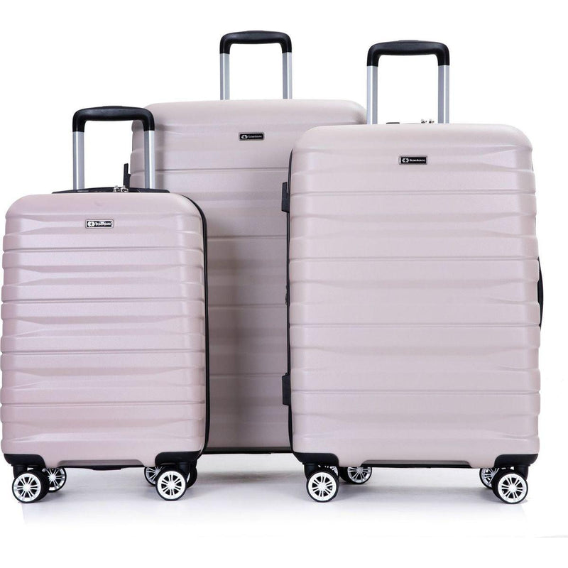 3 Piece Luggage Sets PC Lightweight & Durable Expandable Suitcase with Two Hooks, Double Spinner Wheels, TSA Lock, (21/25/29) Sand