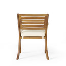 Outdoor Hermosa 5 Piece Wood Dining Set With Cushions - Teak / Beige by HouseOfZazla