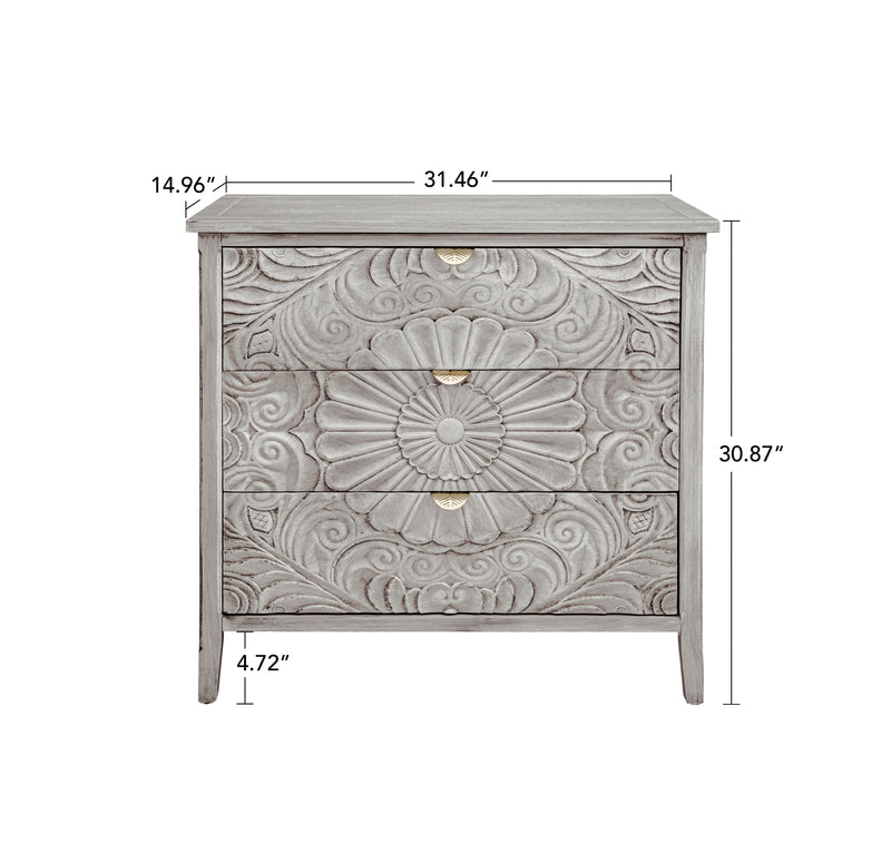 3 Drawer Cabinet, American Furniture, Suitable for Bedroom, Living Room, Study