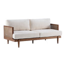 EMIR 72" Square Arm 3-Seater Boucle Sofa with Cane Rattan and Wooden Frame by HouseOfZazla