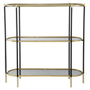 3 Tier Metal Console Table, Mirrored Shelf - Golden Black by HouseOfZazla