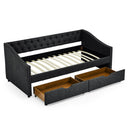 Upholstered Tufted Daybed With 2 Drawers, Waved Arms by HouseOfZazla