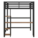 Loft Bed With Built In Desk And Storage Shelves, Full Size - Black by HouseOfZazla