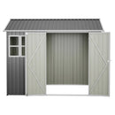 8'x6' Large Steel Storage Shed with Window, Lockable Doors & Sloped Roof, Heavy Duty Outdoor Tool Shed for Garden, Patio, Backyard, Lawn - Dark Gray by Montret