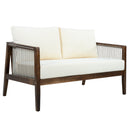 Outdoor 4-Piece Sofa Set, Acacia Wood Frame with Rope Detail