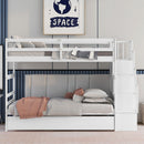 Twin Over Twin Bunk Beds With Twin Trundle And Stairway Storage Function by Unique Piece Furniture
