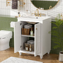 Bathroom Vanity With Ornate Elliptical Motif, Soft Close Hinges