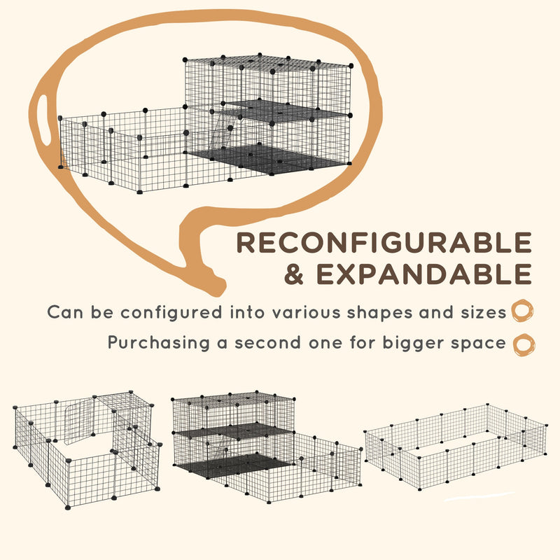 47 Panels Pet Playpen, Small Animal Playpen with Doors, Portable Metal Wire Yard Bunny Pen for Guinea Pigs, Chinchillas, 14" x 14"