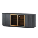 Modern 64" Wavy TV Cabinet With LED Lights - Black by HouseOfZazla