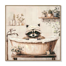 Raccoon Bathroom Canvas Wall Art, Framed - Black / Ivory by HouseOfZazla