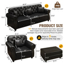 Upholstered Sofa With Nailhead Trim, Rolled Armrests With Ottoman by HouseOfZazla