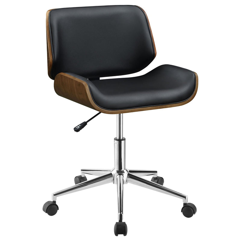 Walker Edison | Faux Leather with Wood Swivel Office Chair