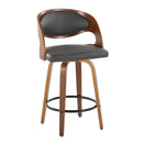 Pino - Mid Century Modern Fixed Height Barstool With Swivel With Round Footrest (Set of 2) by HouseOfZazla