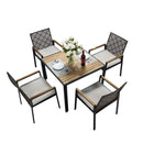 5 Piece Patio Dining Table Set, Acacia Wood Table Top With Umbrella Hole by HouseOfZazla