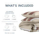 3-Piece King/Cal King Stripe Textured Print Comforter Set - Terracotta