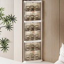 3-Tier Foldable Stackable Corner Storage Cabinet with Transparent Doors