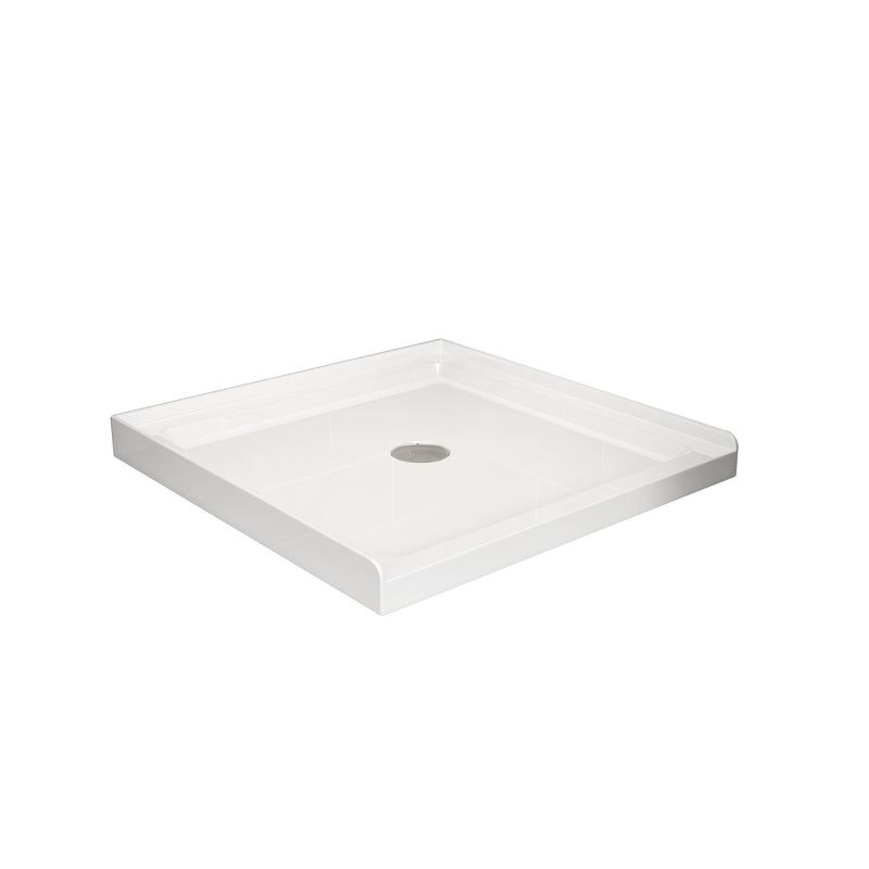 36x36in Shower Base White, Centered Drain and Single-Threshold