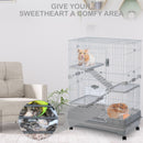 4-Tier 32" Small Animal Metal Cage Height Adjustable with Lockable Casters Grilles Pull-out Tray for Rabbit Chinchilla Ferret Bunny Guinea Pig Squirrel Hedgehog (GREY)