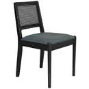 5-Piece Rattan Round Dining Table Set, Wood Table with Hexagonal Base and Upholstered Chairs for Dining Room, Kitchen,Indoor Use, Black+Gray