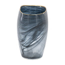 9.3x4.7x9.3' Smokey Black Glass Vase with Gold Rim by HouseOfZazla