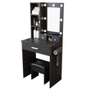 Vanity Desk Set with LED Lighted Mirror & Padded Stool
