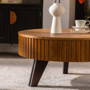 Round Retro Coffee With Solid Wood Legs by Unique Piece Furniture