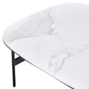 Modern Rectangular Rock Plate Coffee Table Open Space Design Golden Metal Frame Minimalist Living Room Center Table For Lounge Office - Black White by Unique Piece Furniture