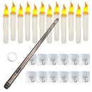 12Pcs Flameless Floating Candles LED Magic Hanging Candle Light Battery Operated Flickering Warm Light Window Candle With Magic Wand Remote for Hallow