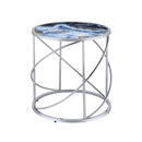 Lyda - Marble Print End Table - Blue by HouseOfZazla