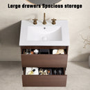 Bathroom Vanity With Basin Wall Hang Storage - Brown / Brown / White by HouseOfZazla