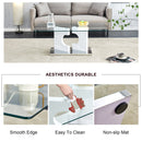 A rectangular modern and fashionable coffee table with tempered glass tabletop and white MDF legs. Suitable for living room.47.2"x25.5"x18"