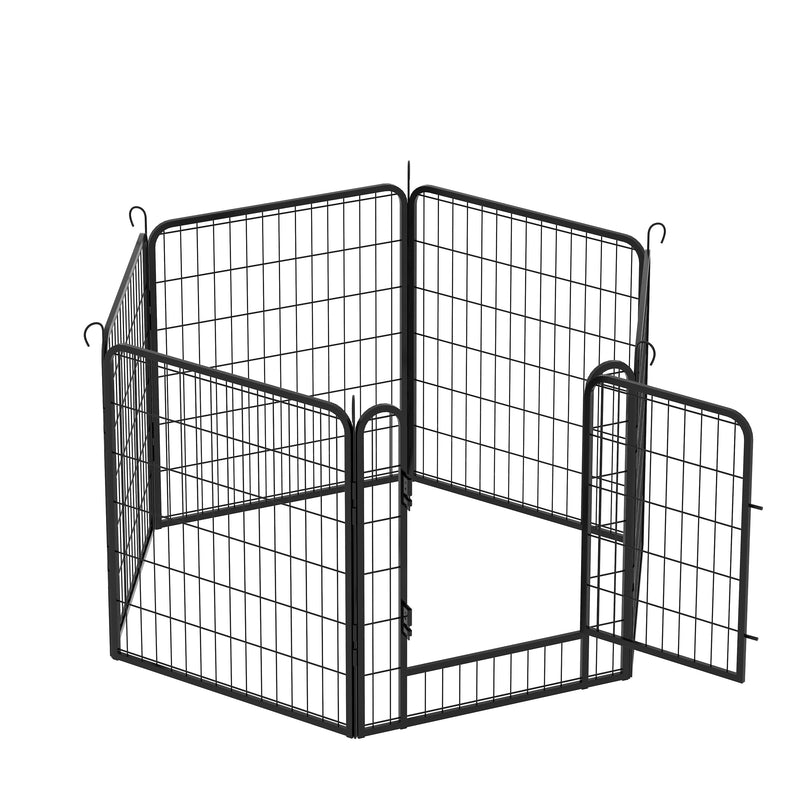 6 Panels Heavy-Duty Metal Playpen with Door, 31.7' H Dog Fence Pet Exercise Pen for Outdoor, Indoor