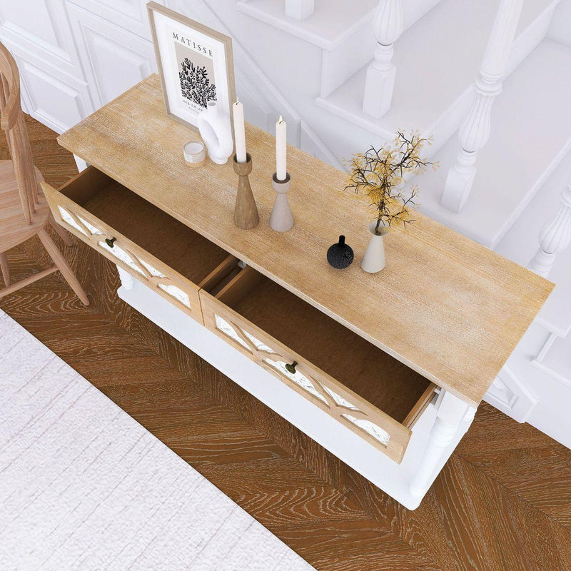 48 inch Long Console Table with 2 Drawers and 1 Bottom Shelf for Entryway Hallway Easy Assembly - Traditional Craftsmanship and Functionality Combined