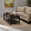 Decatur Farmhouse Lift Top Coffee Table With Storage - Black / Ash