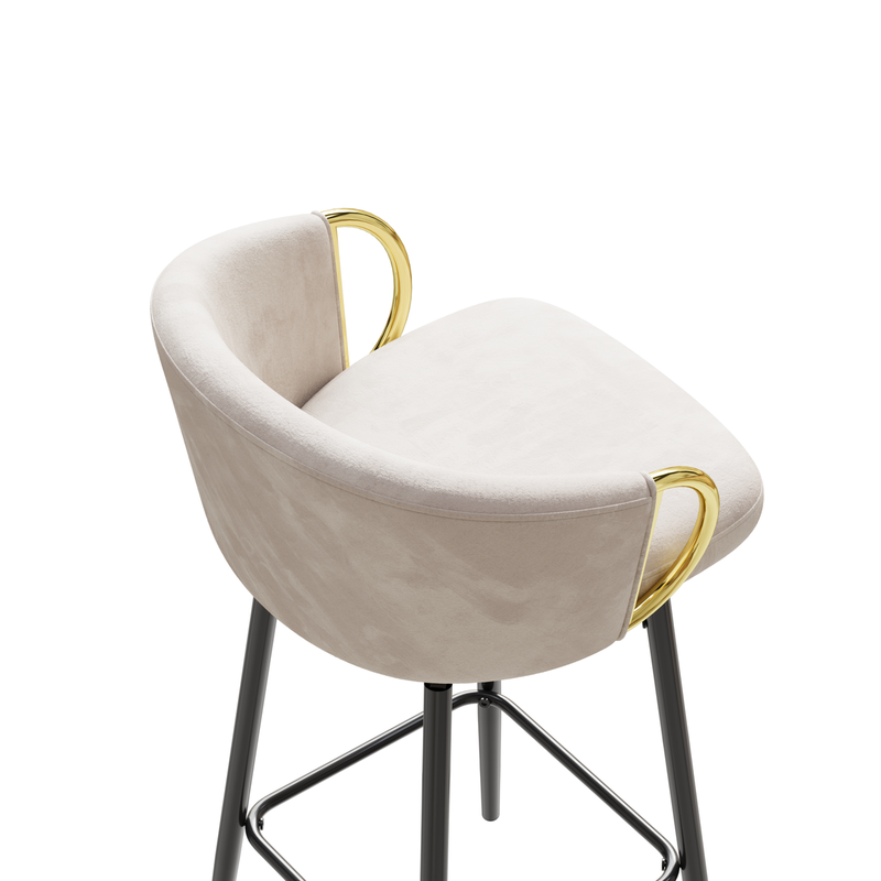 30 inch Dining Chairs Set of 4 Modern style 360°Swivel Bar Chairs with simple design, comfortable high stools, and flexible dining chairs suitable for bars, restaurants,Velvet Bar Chair Beige