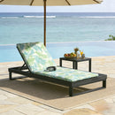 Black Acacia Wood Chaise Lounge with Leaf Coconut Cushion by HouseOfZazla