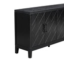 4-door Retro Sideboard with Adjustable Shelves, Two Large Cabinet with Long Handle, for Living Room and Dining Room (Black)
