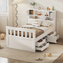 Captain Platform Bed Frame With Storage Bookcases, Shelves, And 4 Drawers by HouseOfZazla