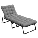 Outsunny - Outdoor Chaise, Adjustable Folding Chaise Lounge With 4-Position Backrest, Magazine Pocket, Removable Head Pillow, Sun Bathing Lounger Chair For Patio, Beach - Gray by HouseOfZazla