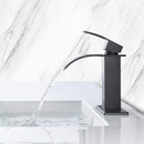 Waterfall Spout Bathroom Sink Single Handle Faucet with Pop-Up Drain