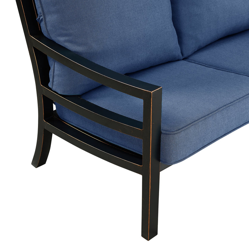 Black Aluminum Deep Seating Loveseat with Cushions