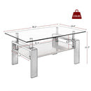 Modern Rectangular Coffee Table With Tempered Transparent Glass Top And Storage Shelf by HouseOfZazla