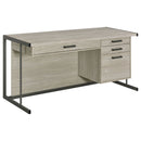 Brisley - Office Desk With Adjustable Keyboard Tray And 3 Drawer Storage - Beige / Gray by HouseOfZazla