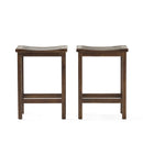 Outdoor Acacia Wood Counter Height Barstool Set of 2 by HouseOfZazla