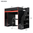 Gaming Loft Bed With Desk And Storage, LED Lights by HouseOfZazla