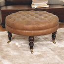 Buffalo - Round Ottoman With Castor Legs - Brown by Unique Piece Furniture