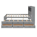 Full Size Platform Bed With Trundle, Drawers, USB Ports And Built In Shelves - Gray by HouseOfZazla
