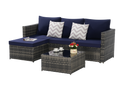 2 Pieces Patio Furniture Set, Outdoor Woven Sectional L-Shaped Patio Furniture