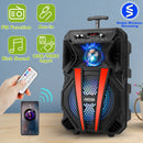 8Ó Wireless Party Speaker Subwoofer Bass Portable TWS Party Speaker w/ Microphone Support FM Radio Remote Control MMC Car Slot LED Colorful Lights