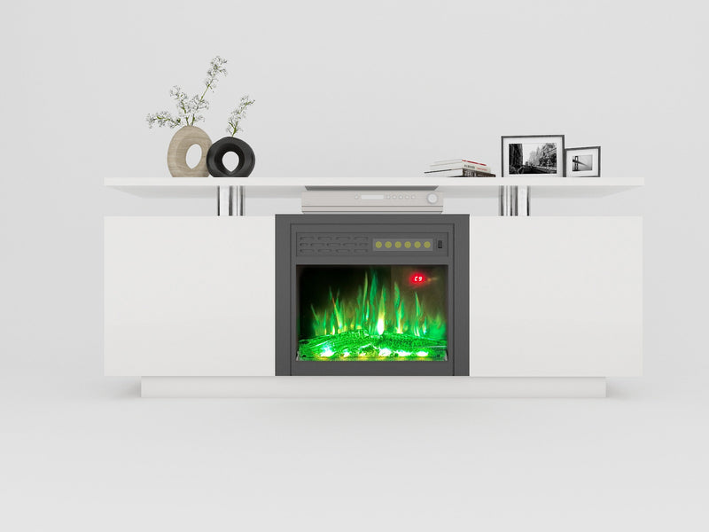 160CM high gloss TV cabinet tv unit with fireplace, have heat and flame color changes